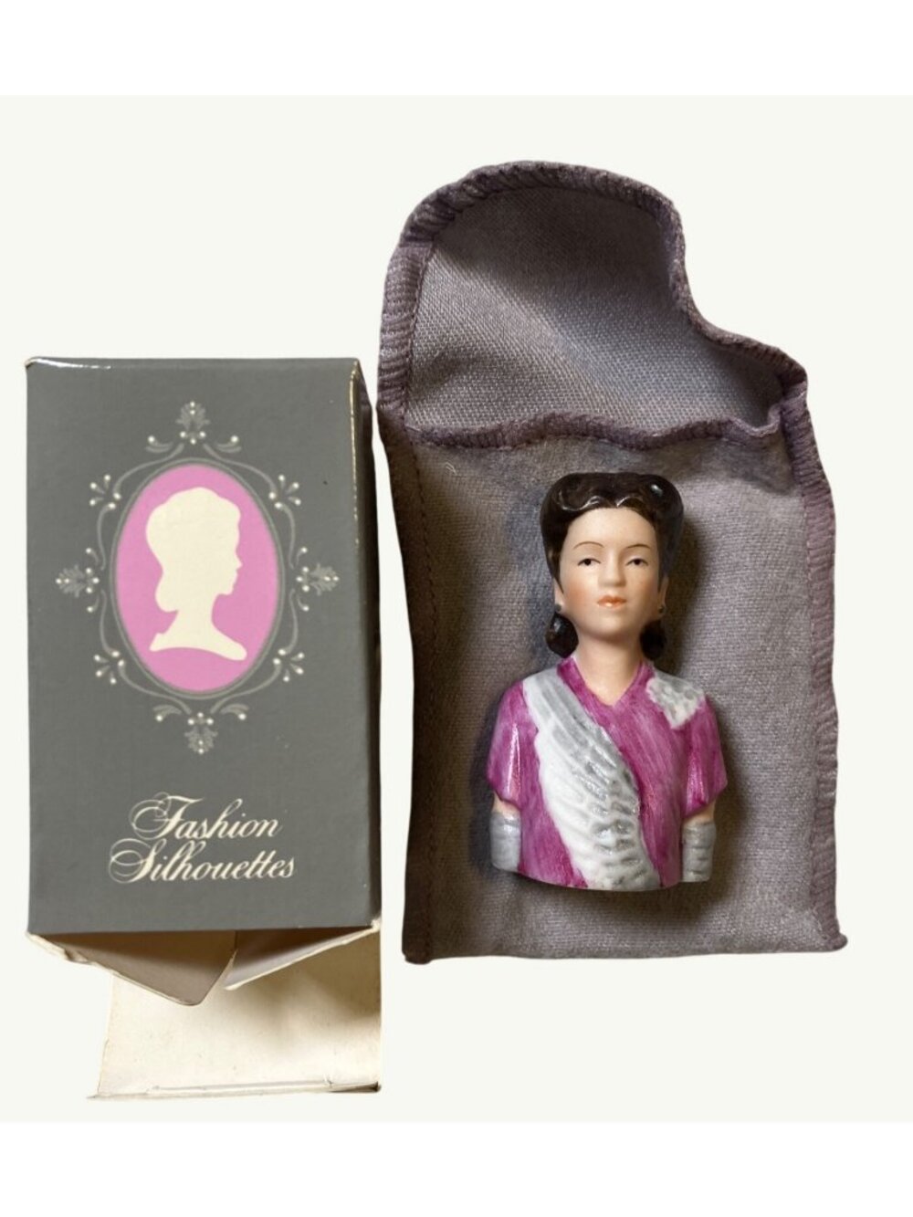 Avon 1942 American Fashion Thimble Handpainted Porcelain Collectible With Box